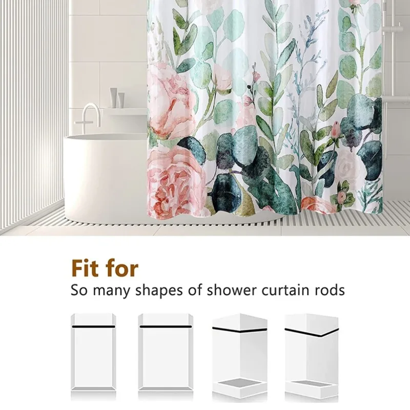 72x72\'\' Bathroom Shower Curtain Fabric Shower Curtain with Hooks Unique Floral Design Decorative Bathroom Accessories Waterproof