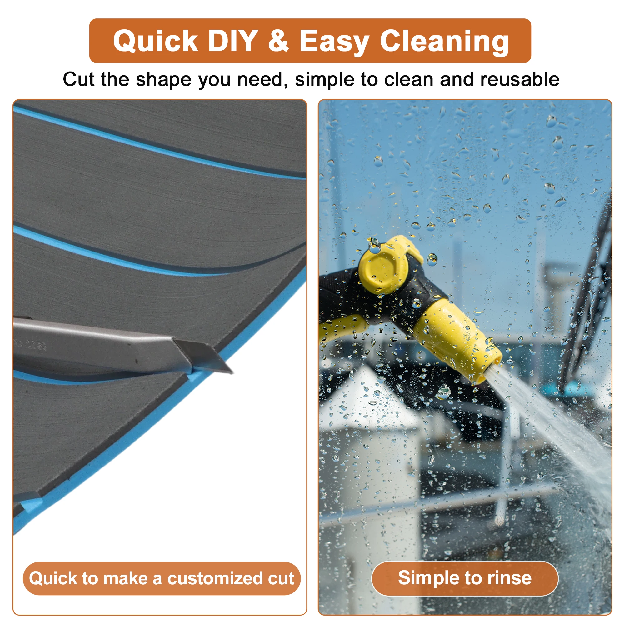 X Autohaux Universal 240x20cm Self-Adhesive Boat Flooring Strip Cut Foam Sheet Non-Slip Traction Pad for Boats Decking Surfboard
