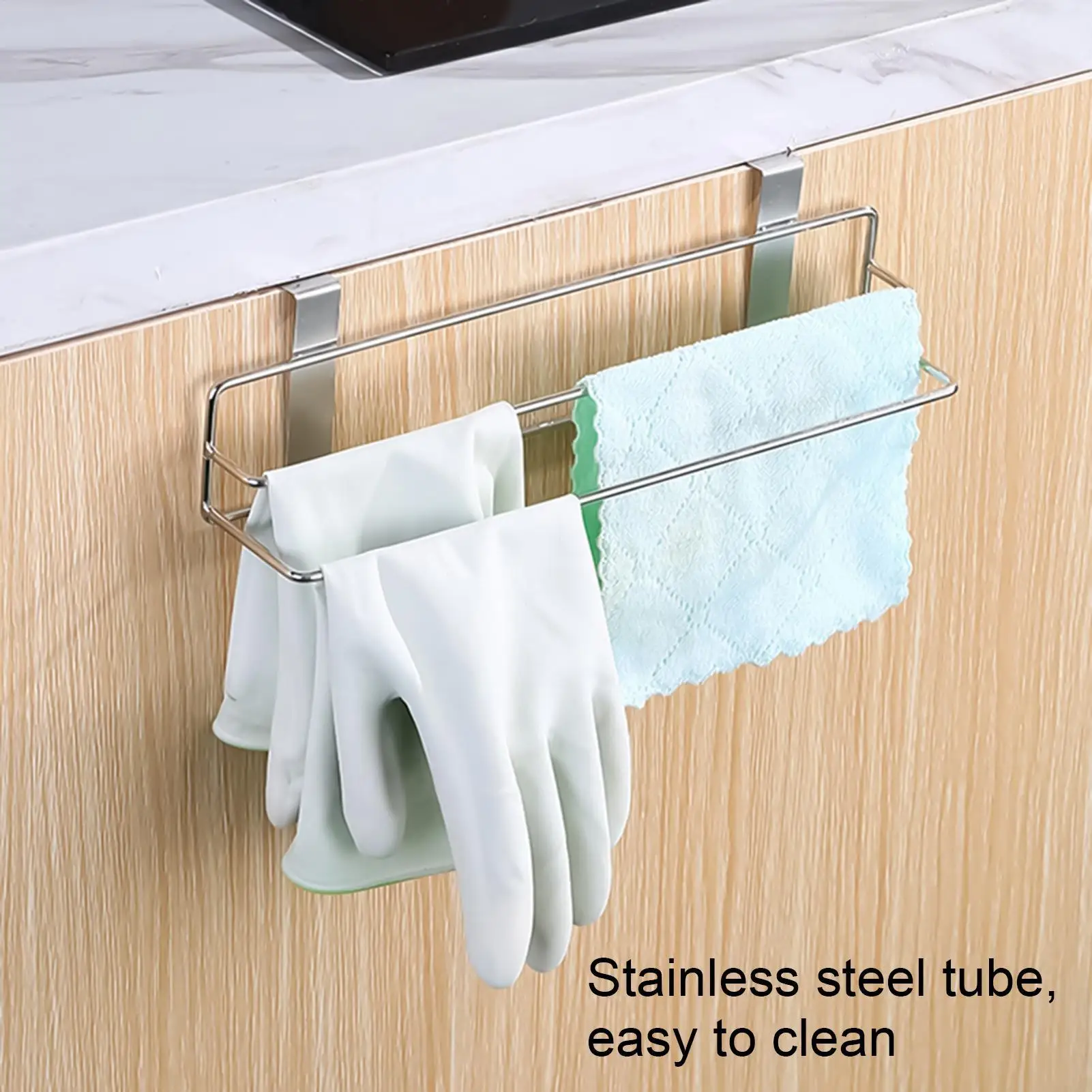 

Держатель для полотенец над дверью, вешалка для полотенец из нержавеющей стали за дверью, вешалка для полотенец 12,01 дюйма, двухслойная вешалка для хранения кухонных салфеток