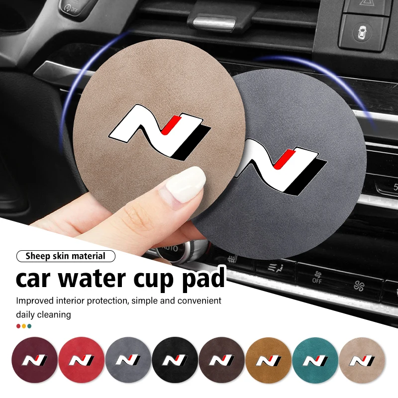 2pcs Car Coaster Water Cup Slot Non-Slip Mat Drink Holder Pad For Hyundai N Line i20 i30 Sonata Tucson Azera Elantra Veloster