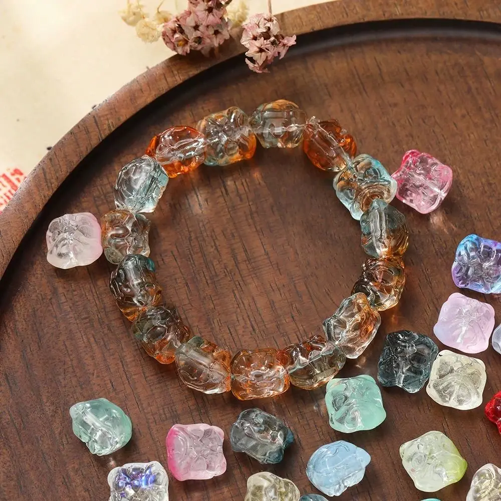 60Pcs Lion Shape DIY Beads Handmade Transparent Crystal Glass Beads Irregular Earring Jewelry Making Accessories Bracelet making