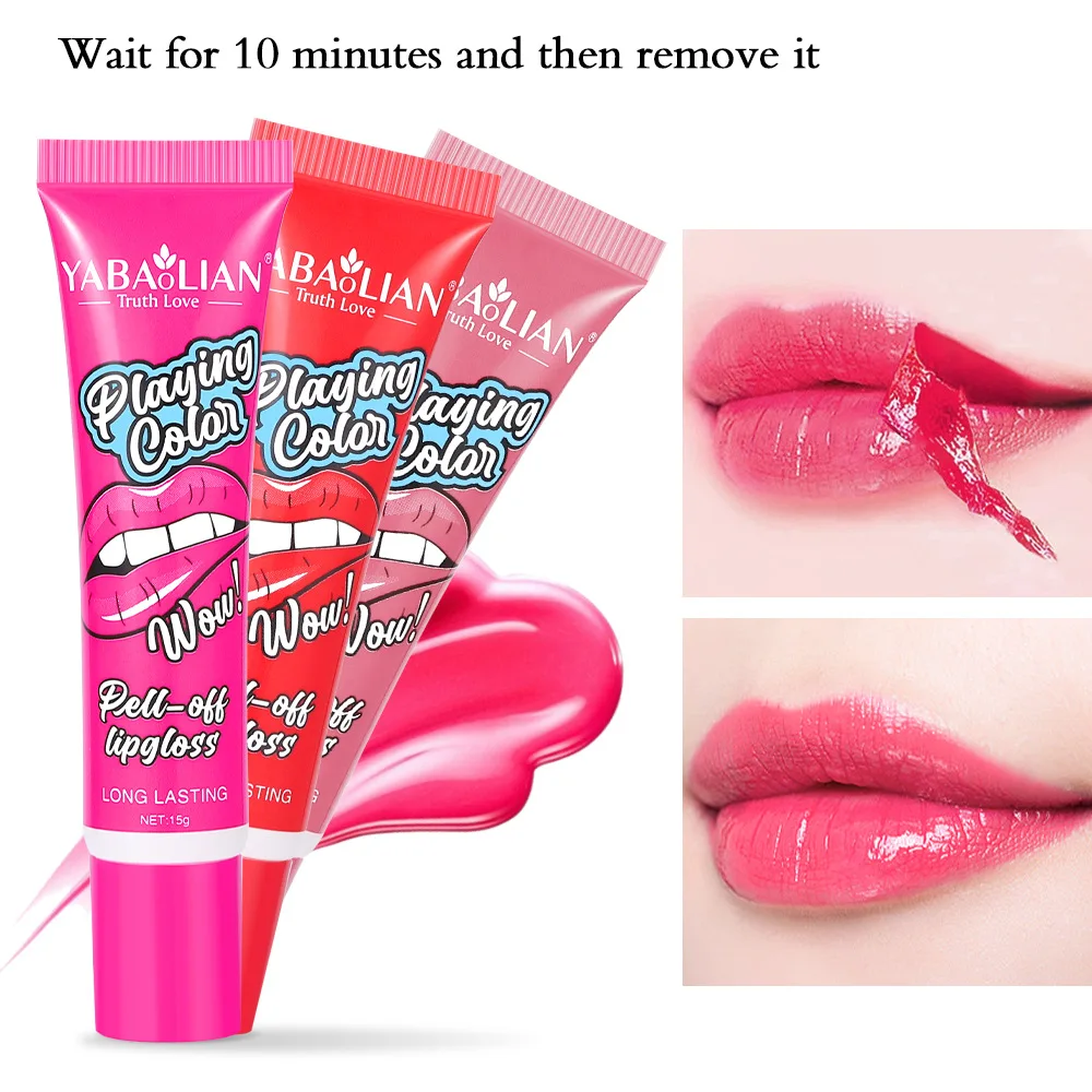 Peel Off Lip Gloss Contorno opaco Contorno Tatuaggi Labbra Macchia Trasferimento Resistente Strappo Rosa naturale Tinta labbra Trucco impermeabile