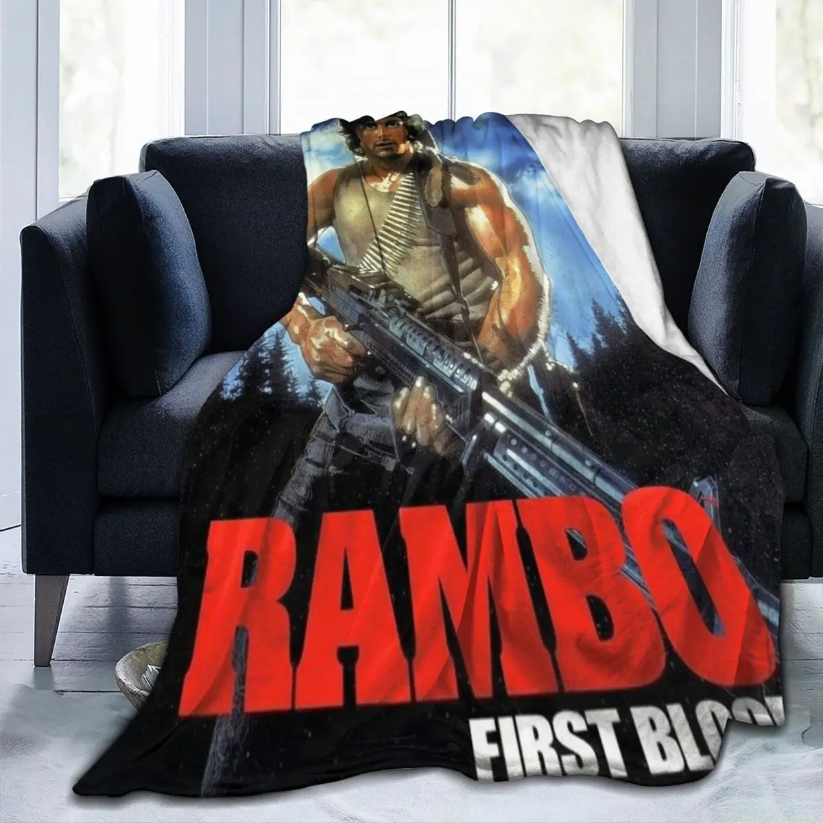 Rambo First Blood Flannel Blanket Quality Soft Warm Shooting Movie Bedding Throws Spring Couch Chair Sofa Bed Pattern Bedspread