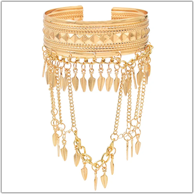 1pc New Multilayer Tassel Coin Shape Pendant Upper Arm Bracelet For Women Open Cuff Bangles Couple Hand Ornaments Gift - view 4