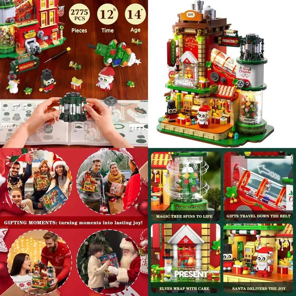 Set da 2775 pezzi di costruzione di villaggi natalizi luminosi per tutte le età, kit per case natalizie fai da te, esposizione da collezione e regalo