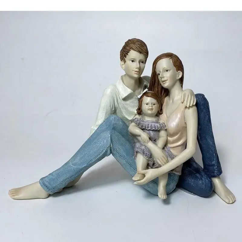 

#For Parents and Children Figures Statue Desk Decoration Family Painted Character Resins Sculpture Lovers Ornaments Modern Home