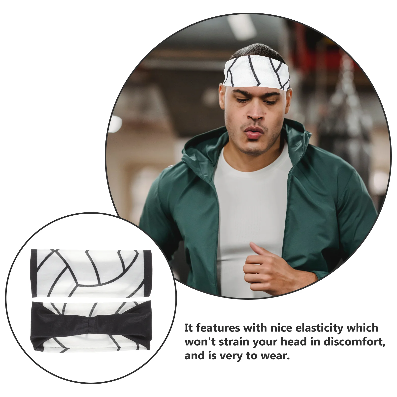 

2Pcs Sweat Absorbing Headbands Breathable Athletic Headbands Non-Slip Stretch Band for Exercise Hiking Tennis Basketball