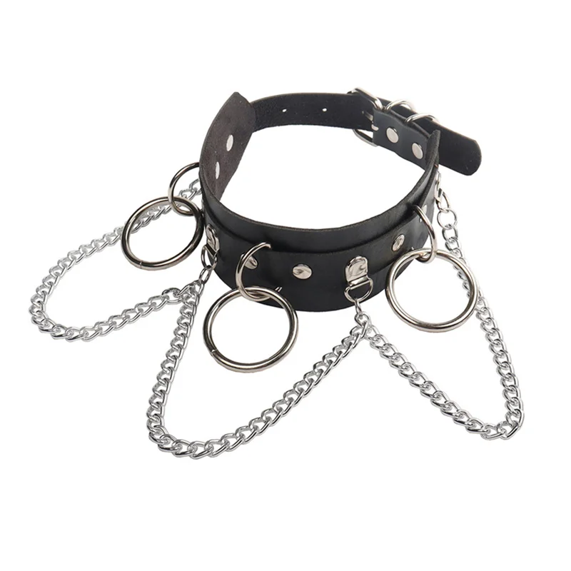 1Pc Vintage Cosplay Punk Rivet Spikes Circle PU Leather Women Collar Harajuku Sexy Heart Rock Gothic Star Bondage Choker Jewelry