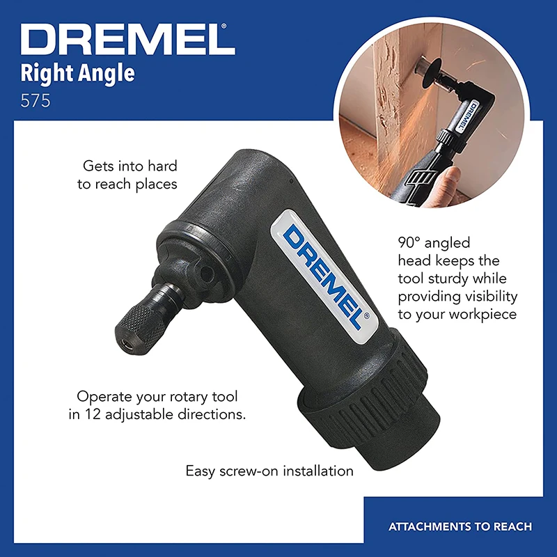 Imagem -03 - Moedor de Gravador Elétrico Dremel-mini Ferramentas Multifuncionais Acessórios em Ângulo Reto Apto 4000 3000 8200 275 Kit Rotativo 575 Rotativo