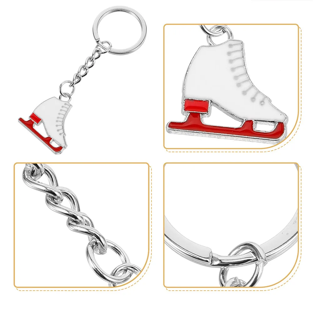 2Pcs Novel Ice Skating Keychain Adorable Skates Shoe Pendant Sturdy Metal Key Ring for Women Teens Bag Phone Decoration