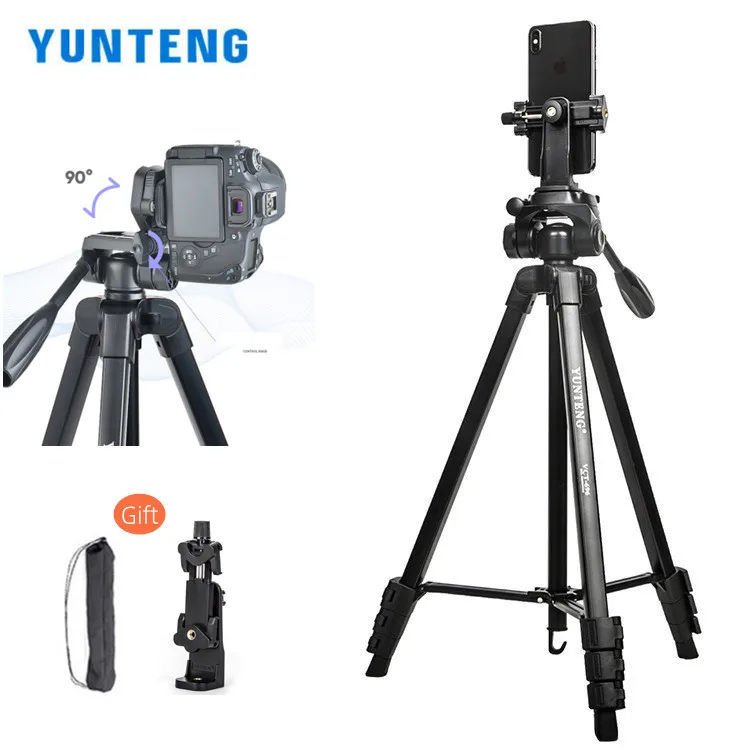 YUNTENG VCT-696 1.8M Tripod Damping Hydraulic Head for Mobile Phone Digital Camera Live Video Photography Studio Portable Stand