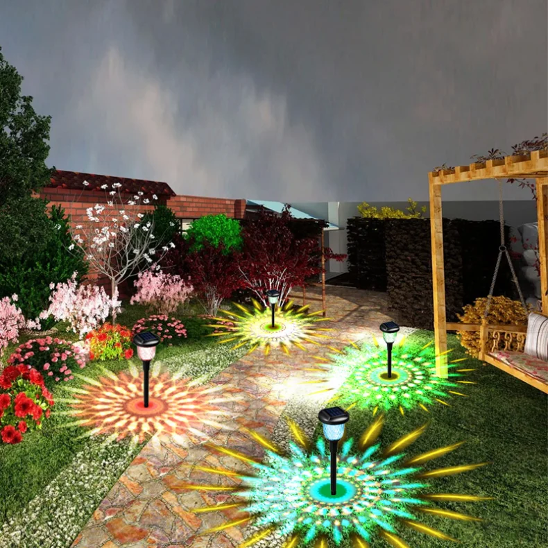 Lampade Solari Da Giardino 8 Pezzi | LED Caldo Con Motivi | IP65 Impermeabili | Batteria 600mAh | Per Prato, Vialetto E Cortile