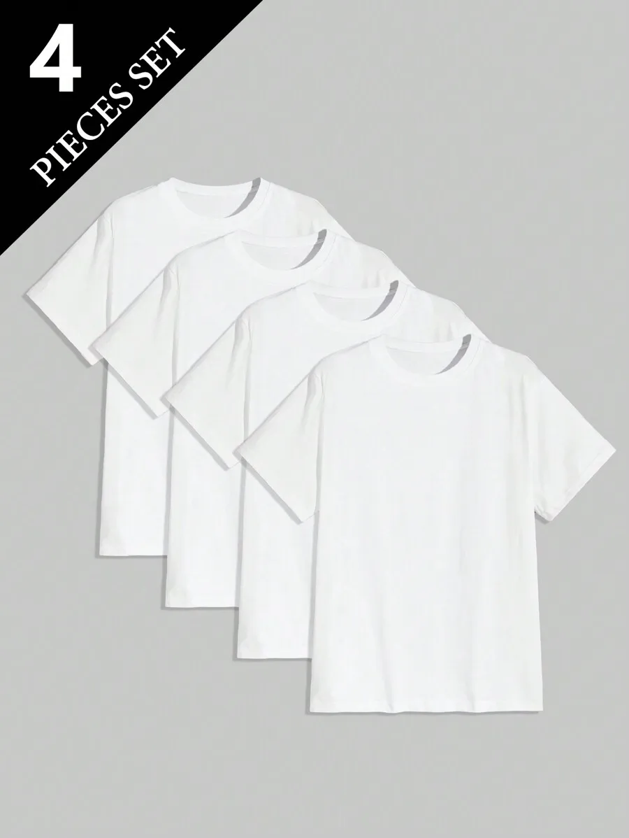 

4-Pack Men's Basic Crew Neck T-Shirts, Soft Cotton, All-Season Casual Wear