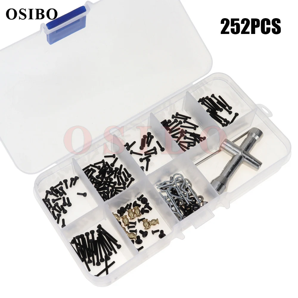 252PCS/set Screws Pins Repair Tools Kit Cross socket wrench with Storage Box for 1/24 Axial SCX24 RC Crawler Car Repair Parts