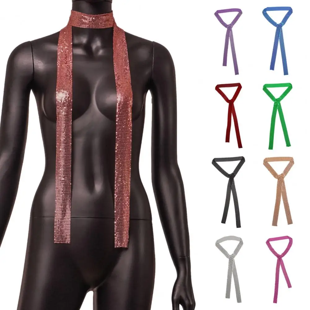 Metallic Scarf Sparkling Sequin Thin Long Scarf Night Club Party Glittery Women Neck Wrap Neck Accessory Sequin Shawl