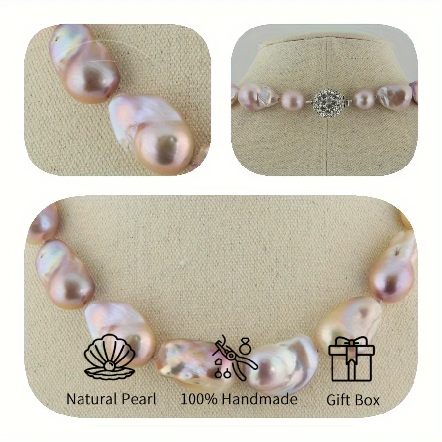 

MYSOYA 12-21 мм розовое фиолетовое ожерелье из пресноводного жемчуга в стиле барокко с подарочной коробкой идеальный подарок на свадьбу, день рождения, Рождество, Новый год