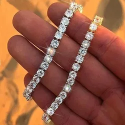 Hip Hop Iced Out Tennis Bracelets for Men Women 3/4/5mm CZ Homme Hand Chain Spring Buckle Bracelet Wedding High Quality Jewelry