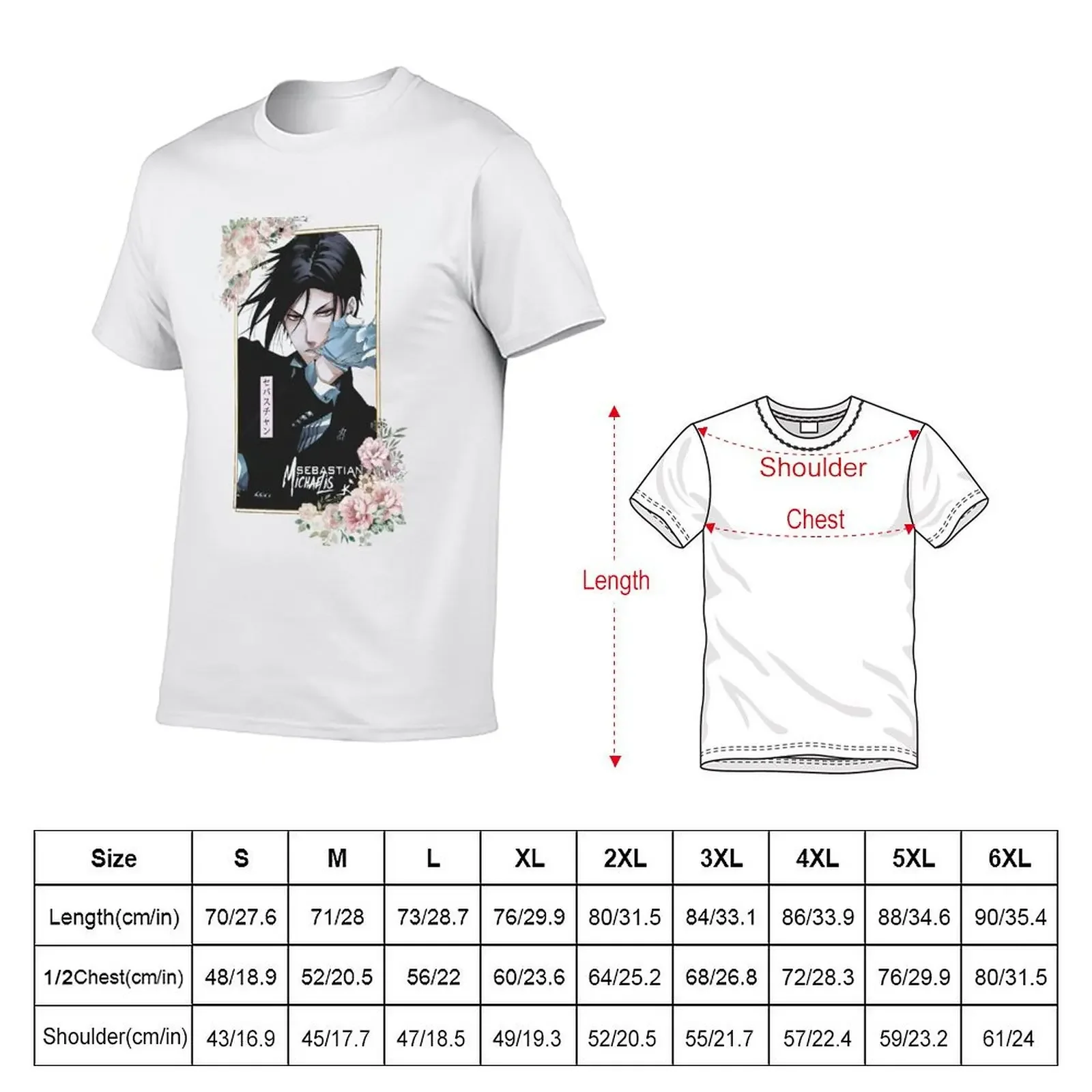 Sebastian Michaelis Black Butler T-shirt boys animal print summer top blanks big and tall t shirts for men