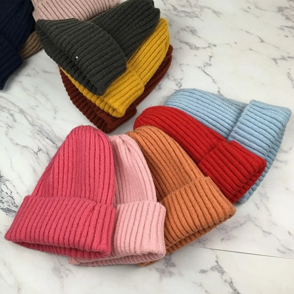 

Winter Warm Knit Beanie for Women Soft Stretchy Skull Cap Solid Color Baggy Hat Korean Fashion Trendy All-match Headwear