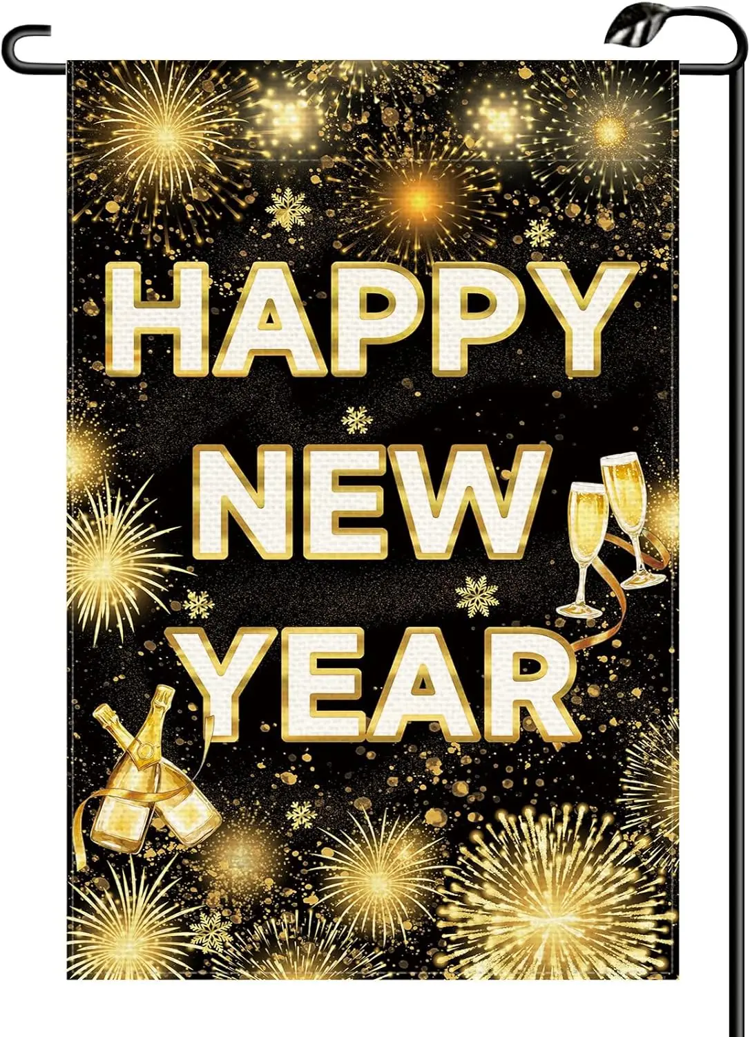 Happy New Year Garden Flag 12x18 Inch Vertical Double Sided Winter Christmas Celebration Party Small Flags Farmhouse Outside GGX
