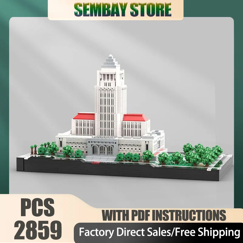 

Moc Building Bricks Modular Los Angeles City Hall at 1/650th Scale Model Technology Blocks Christmas DIY Toy Construction Gifts