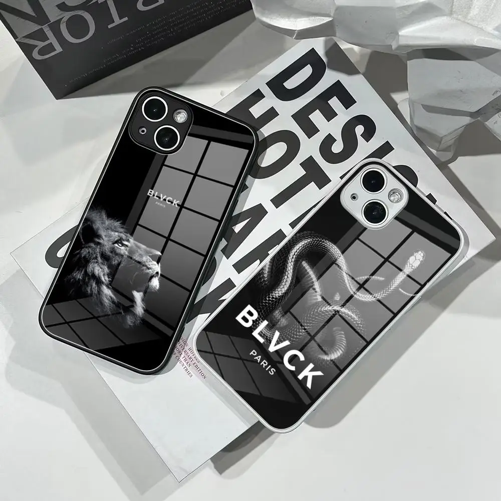 Fashion black B-blvck Phone Case Tempered Glass For IPhone 16 15 Pro Max 14 13 12 Mini Plus Samsung S24 S23 Ultra phone case