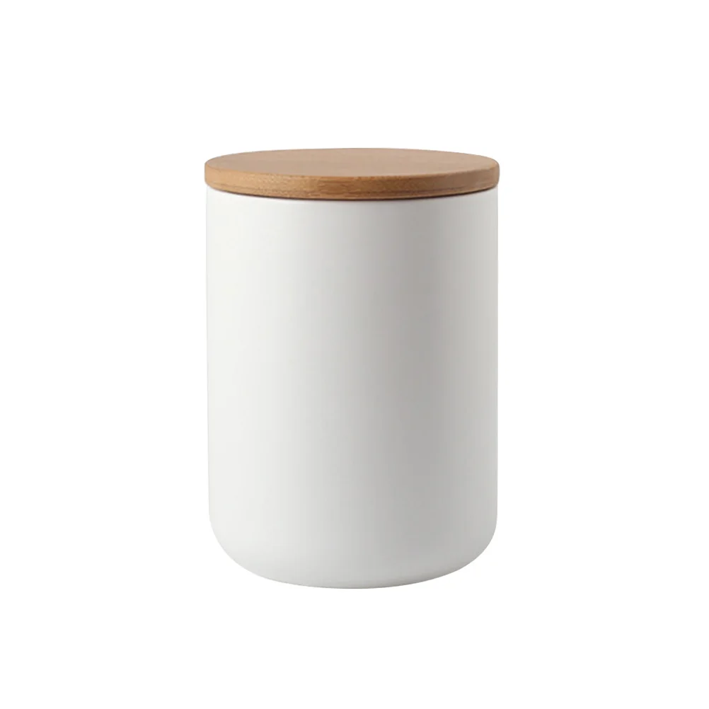 

Ceramic Jar Sealed Canister Airtight Containers Wooden Lid Food Preservation Tea Coffee Herbs Spices Storage Jars