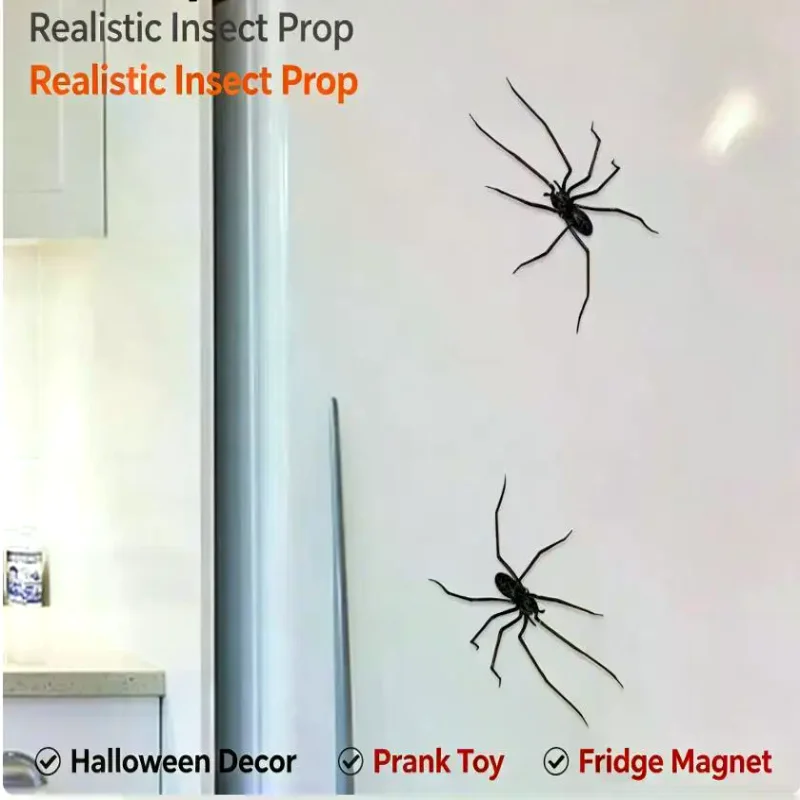 1Pcs Funny Prank Horror Magnetic Decor Big Spider Fridge Magnet For Kitchen Whiteboard And Locker Multi-Scene Decoration