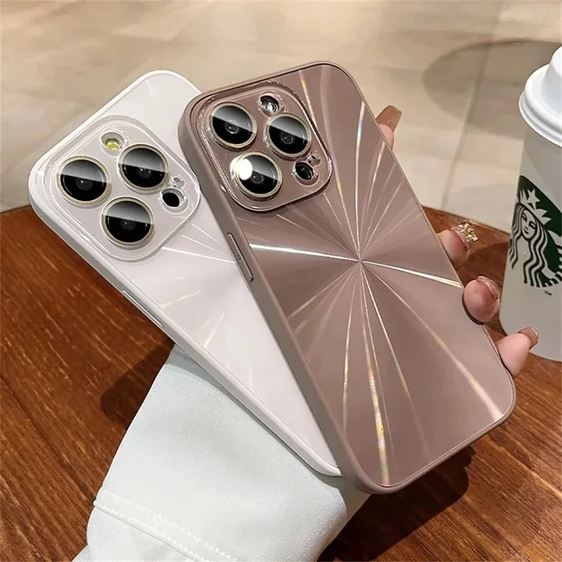 Luxury 6D Colorful Laser Aurora Case For iPhone 16 15 14 Plus 13 12 11 Pro Max Soft Bumper Shockproof Glass Camera Hard PC Cover image 5