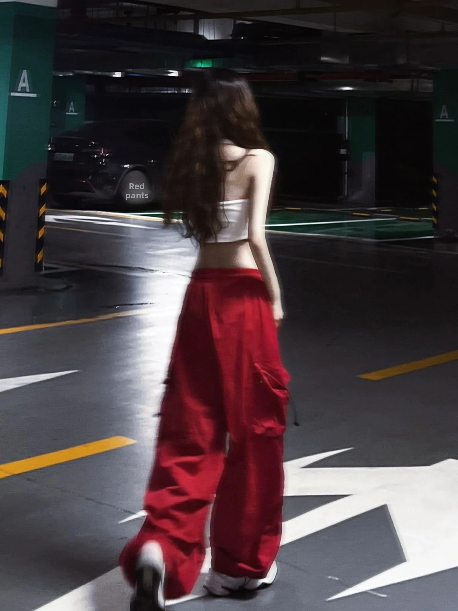 

Красные повседневные брюки с высокой талией, женские свободные длинные брюки, уличная одежда, весна-осень, универсальная прямая рабочая одежда