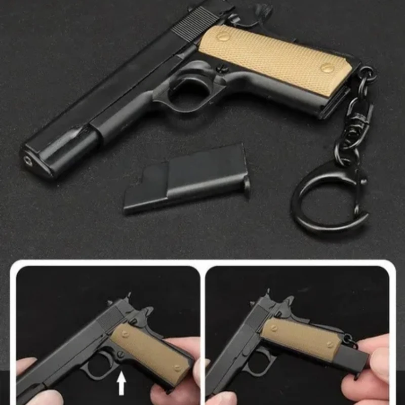 Tactical Pistol Shape Keychain Mini Portable Decorations Detachable 1911  Weapon Keyring Key Chain Ring