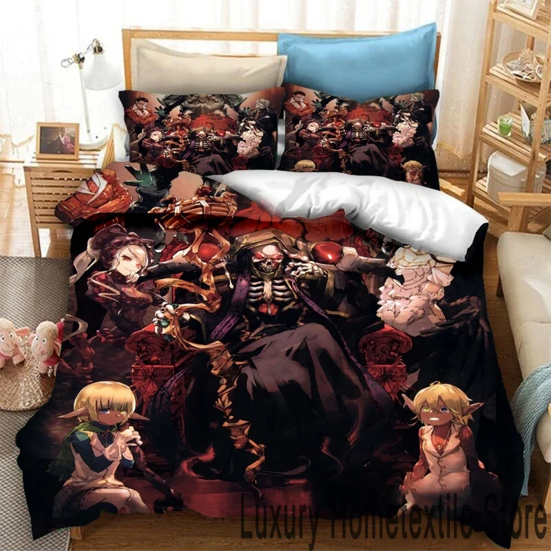 

3D Print Anime Overlord Bedding Set,Duvet Cover Comforter Bed Set Quilt Cover Pillowcase,King Queen Twin Size Boys Girls Adults