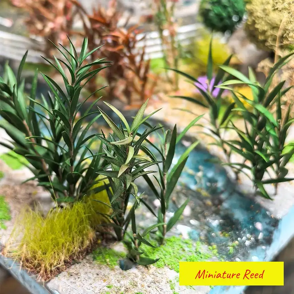 Miniature Wetland Plants Reed Vegetation Long Leaf Grass Cluster for Scale Military Scenery/Micro Landscape/Diy Model Making