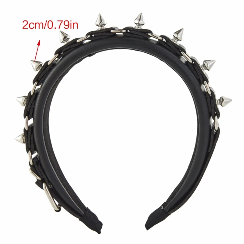 Spiked Headband Gothic Tiaras Leather Spiked Headpiece Steampunk Rock Headband For Men Punk Headband Rivet Headband N58F