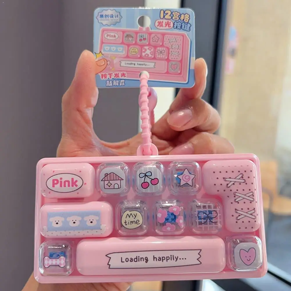 Mini Luminous Keyboard Fidget Toy Keychain Portable Light Up Press Keyboard Stress Relief Pendant For Kids Charm Gift 열쇠고리
