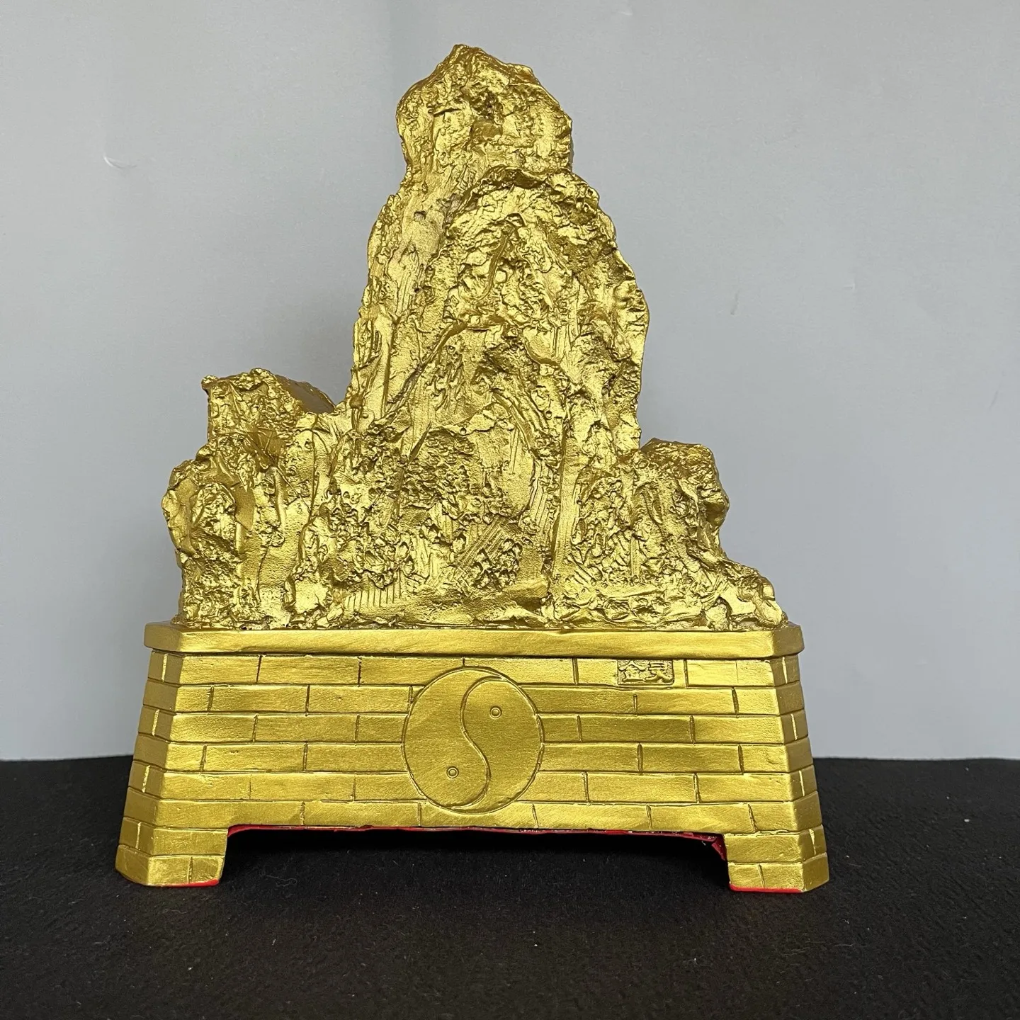 Brass Jinshan Statue Shi Gandang Yin Yang Tai Chi Eight Trigrams Base Amass wealth Ornaments Town house