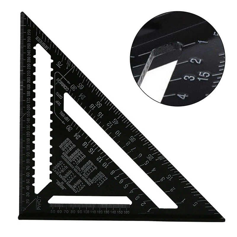 7/12inch Aluminium Carpenter Square Ruler Set Protractors Rafter Angle Frame Measuring Measurement Woodworking Triangular Rule