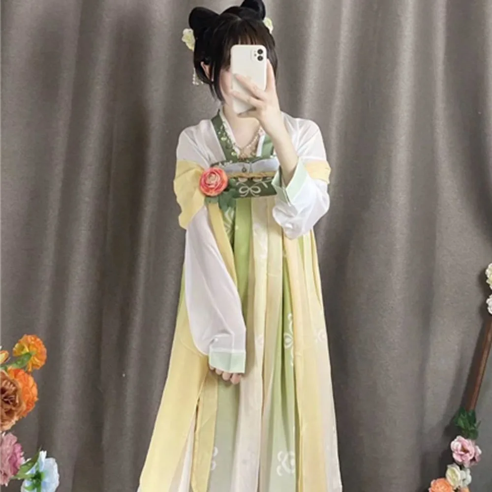 Authentic Hanfu Student Women One-Piece Chest-High Ru Skirt Wide Sleeve Original Spring Summer Outfit Chinese Tratjon Dress