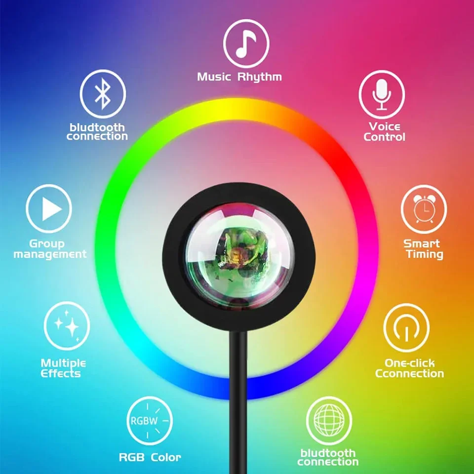 Drop Shipping Remote App Led Sunset Lamp Night Light Projector For Home Room Decor Wall Decor Photographic Without Choice Mark