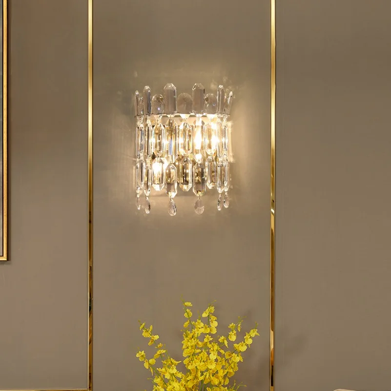 Imagem -06 - Lâmpada de Parede de Cristal Cromado Modern Designer Sconce Home Decor Lighting Quarto Foyer Cabeceira Corredor Restaurante Ouro Prata Novo