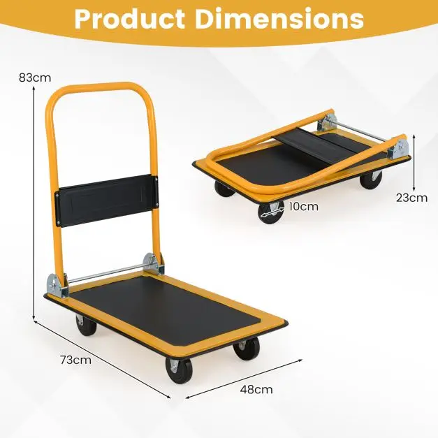 Klappbarer Plattformwagen mit 4 Rädern, Faltbarem Griff, Blauem Flachdeck, Kompakter Tragbarer Nutzwagen für Zuhause, Büro und Fabrik – Detail 5