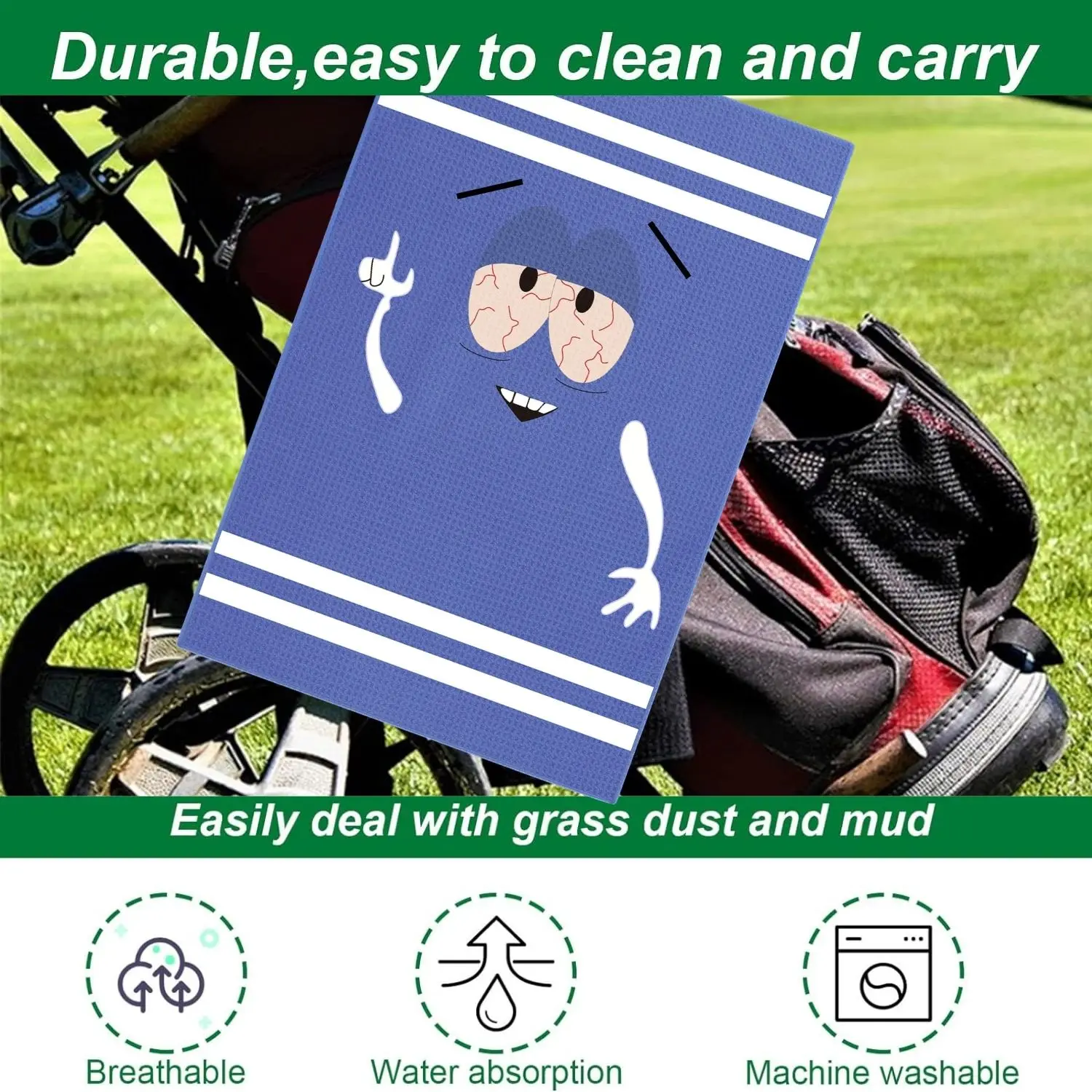 Funny Microfiber Premium Golf Towel, Printed Golf Towels for Golf Bags for Men & Women, Great Golf Accessories for Men Golfers