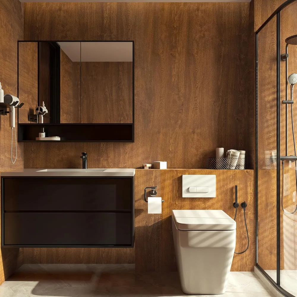 ورق جدران من الفينيل الخشبي ذاتي اللصق قابل للإزالة، لمسة نهائية غير لامعة لتغطية الجدران المزخرفة