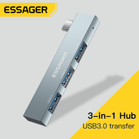 Essager 3 in 1 Type C to USB Hub 3 Ports C Extended Plug Portable USB C High Speed USB Hub For Macbook Pro Computer Accessories