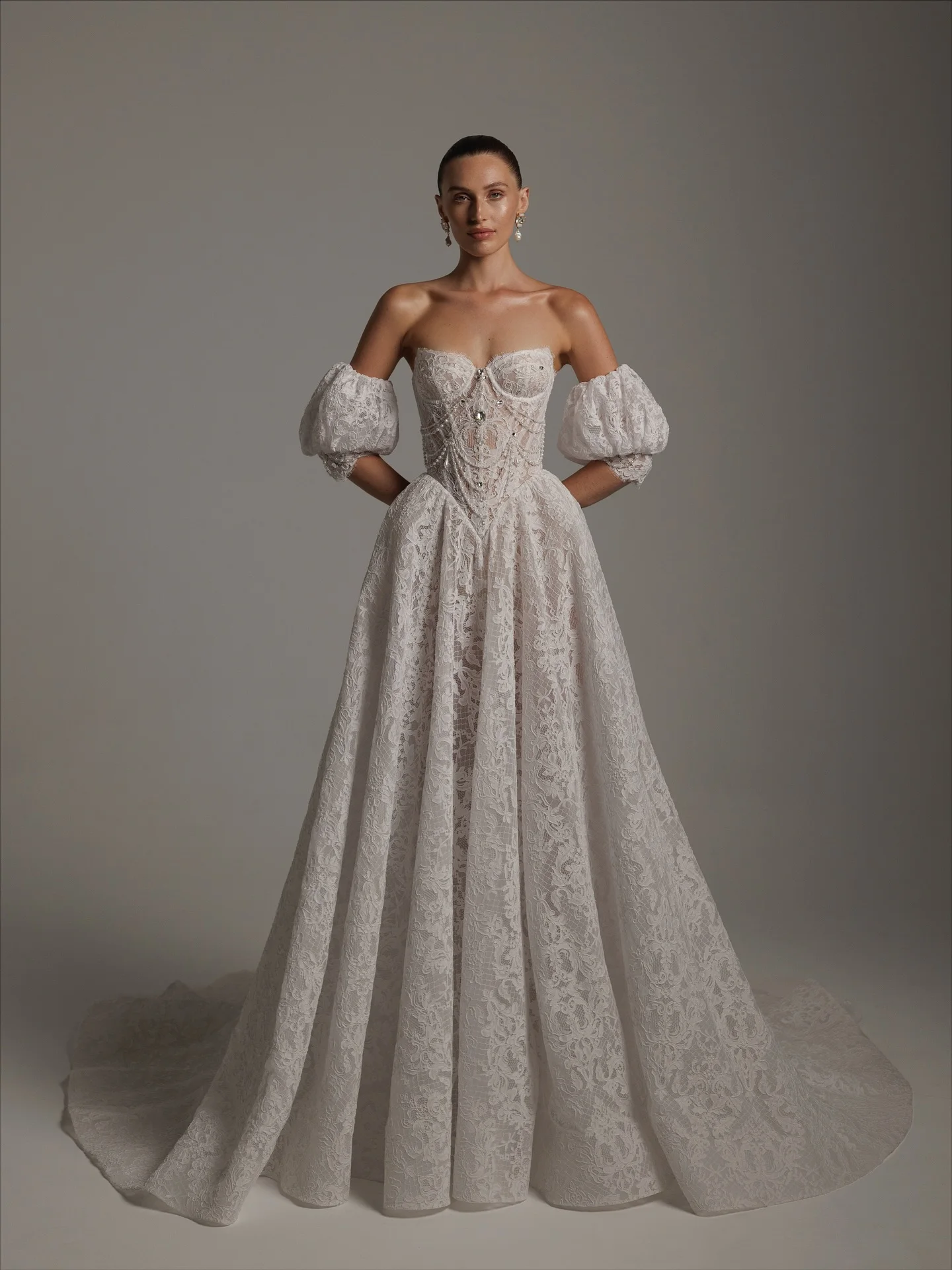 

Кружевное свадебное платье трапециевидной формы, платья Mangas Desmontables Novia Vestido De Novia Princesa Minimalista Elegante, белое свадебное платье на заказ