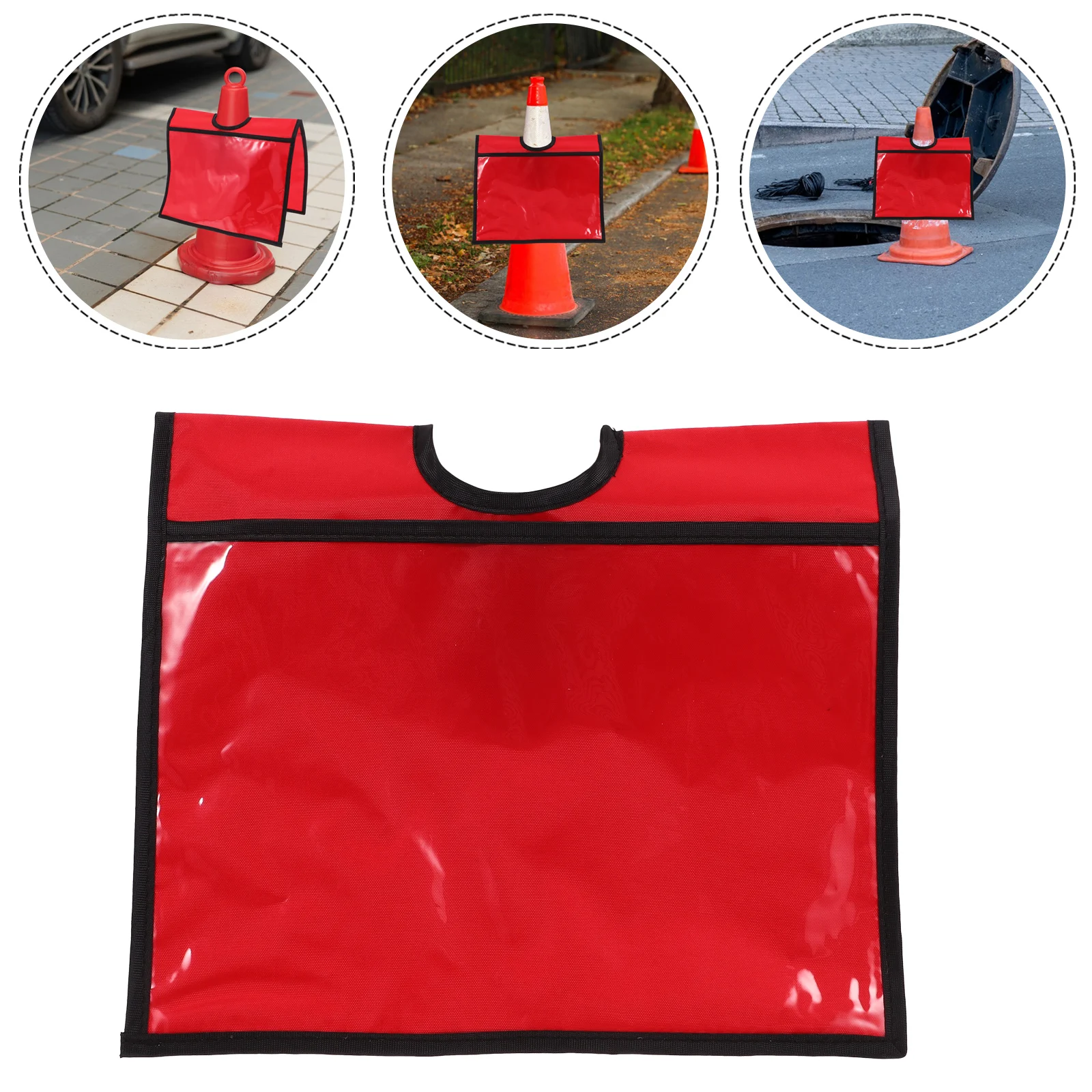 2 Pcs Traffic Cone Warning Sign Bright PVC PE Material Pocket Outdoor Red Massage