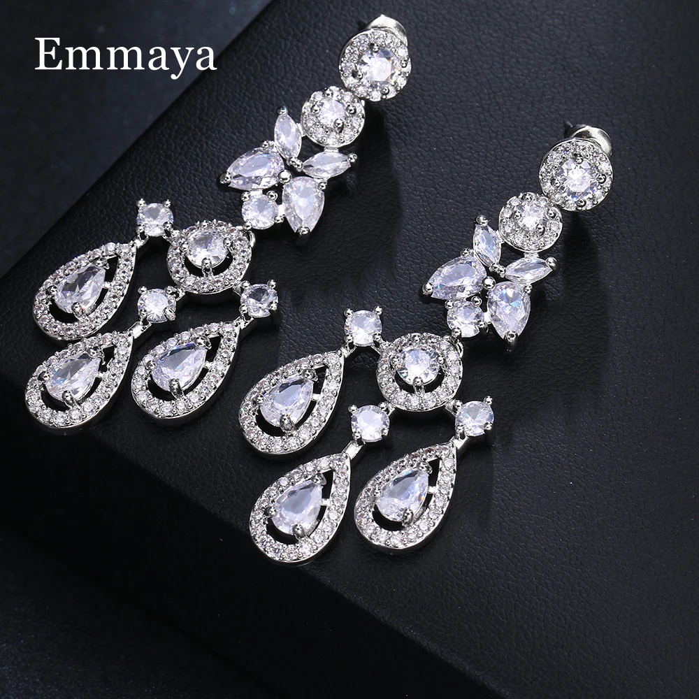 Emmaya Fashion Statement Hot Sale Cubic Zircon Earring With Waterdrop Shape Elegant Dress-Up Female Party Delicate Jewelry