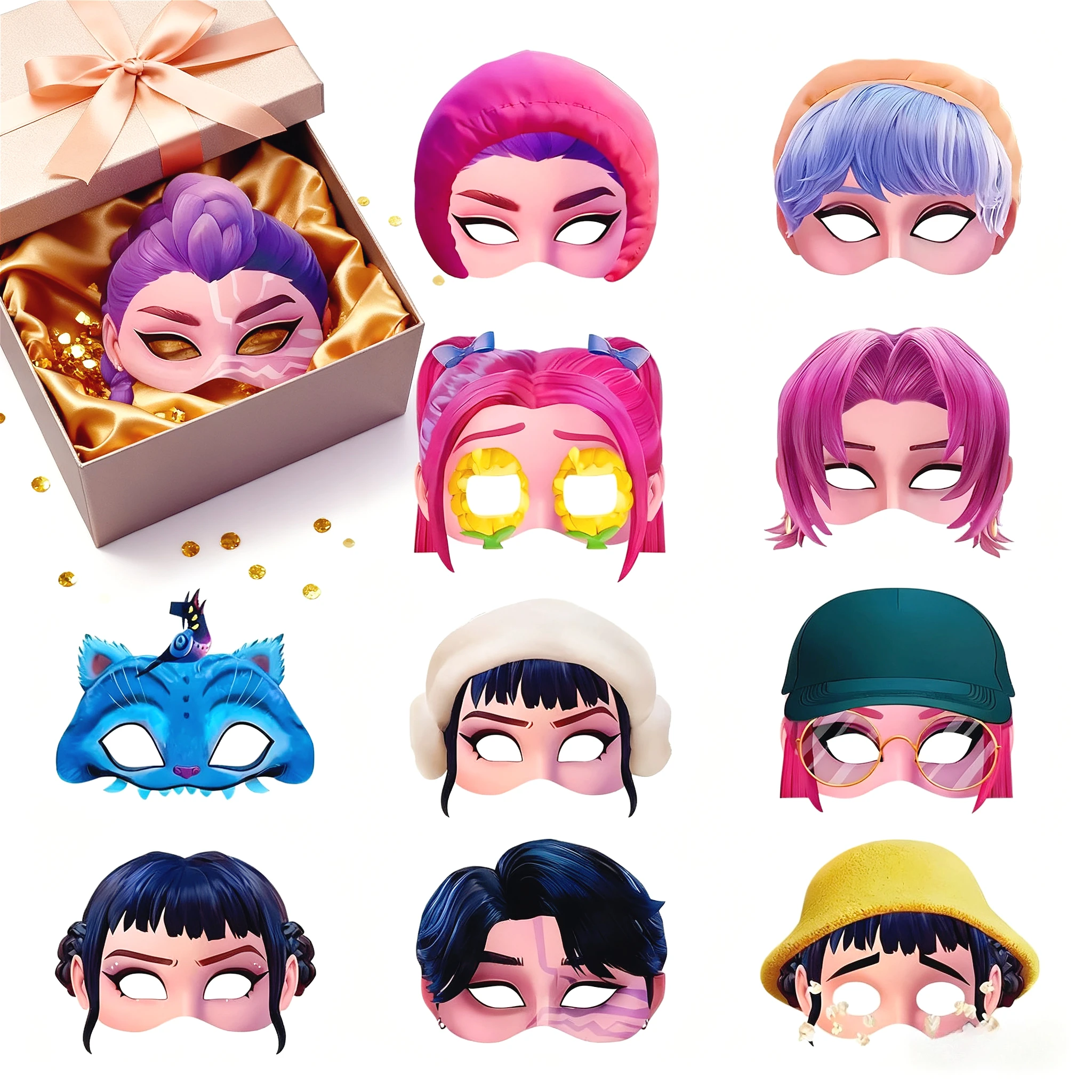 Máscara de cazador Kpop, juego de rol de Halloween, accesorios sin colisión, celebración de aniversario, fotografía, atmósfera completa