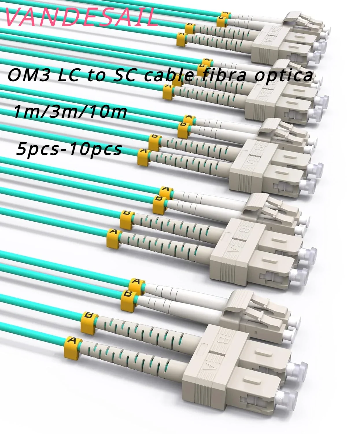 OM3 LC to SC cable fibra optica, OM3 Cables SFP Optical Patch Cord 10GB LSZH 50/125µm for SFP+ transceivers -10m(32.81ft)