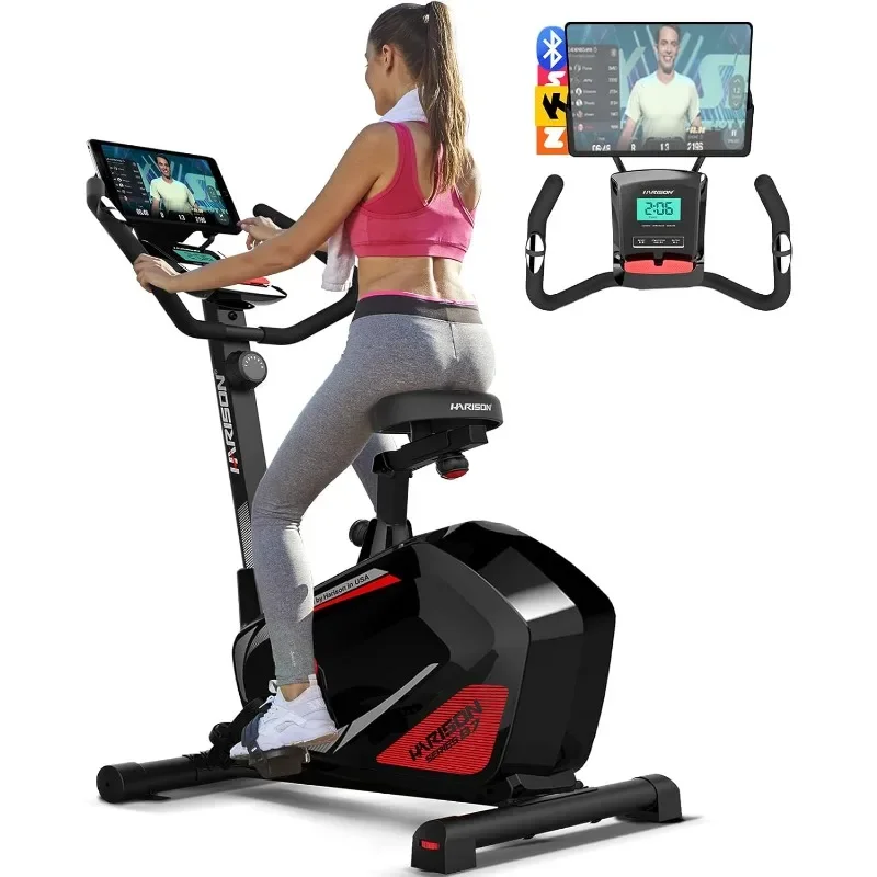 Magnetic Exericse Bike with Bluetooth, Upright Exercise Bike Stationary Bikes  Exercise Machine  Home Gym